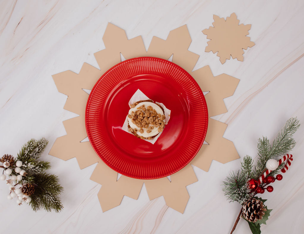 Kit Navideño: Mantel + Portavaso de Copo de Nieve